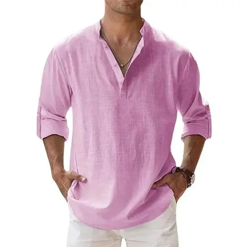Streetwear Men Lightweight Shirts Long Sleeve Henley Cotton Linen AliExpress