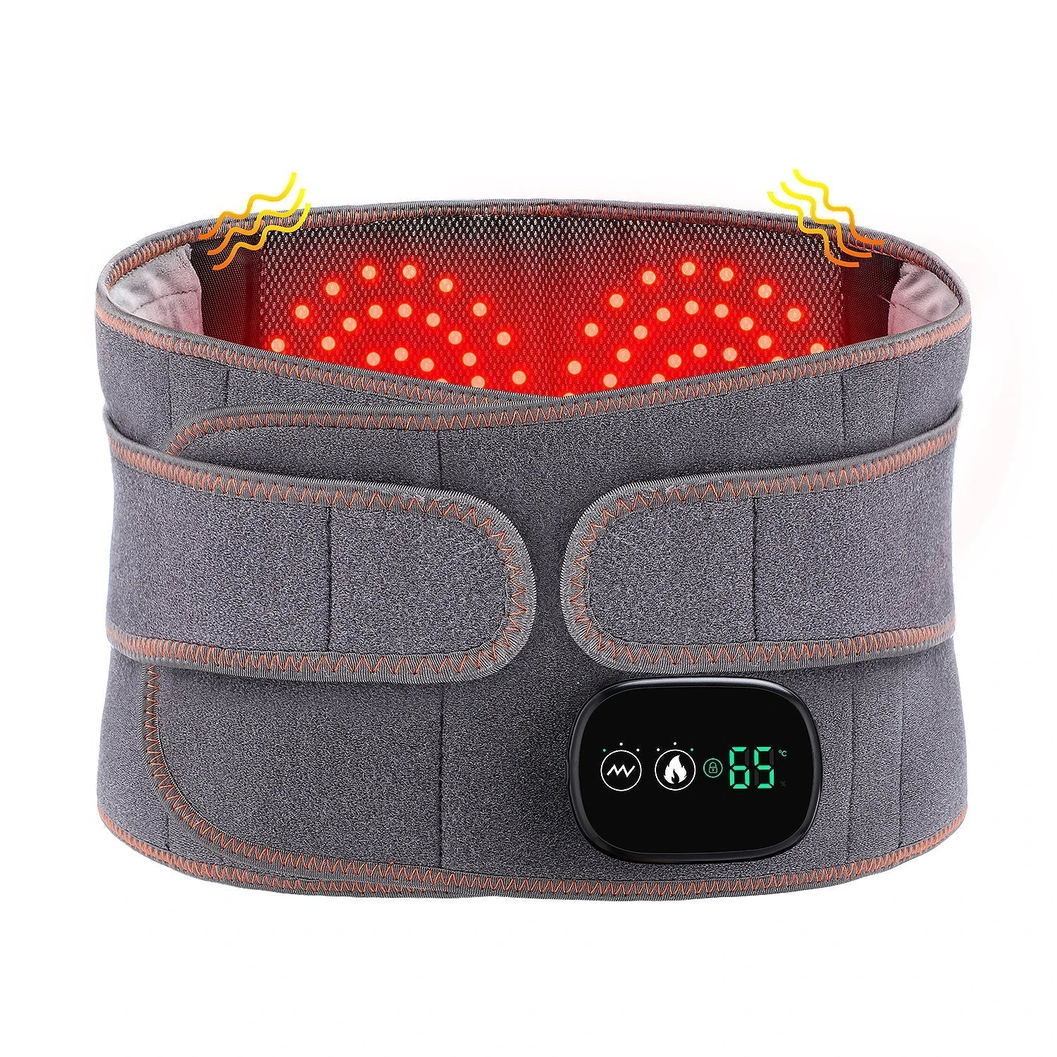 Heat Therapy Lumbar Brace Support Massager Waist Massager Back Belt Maroon Asteria