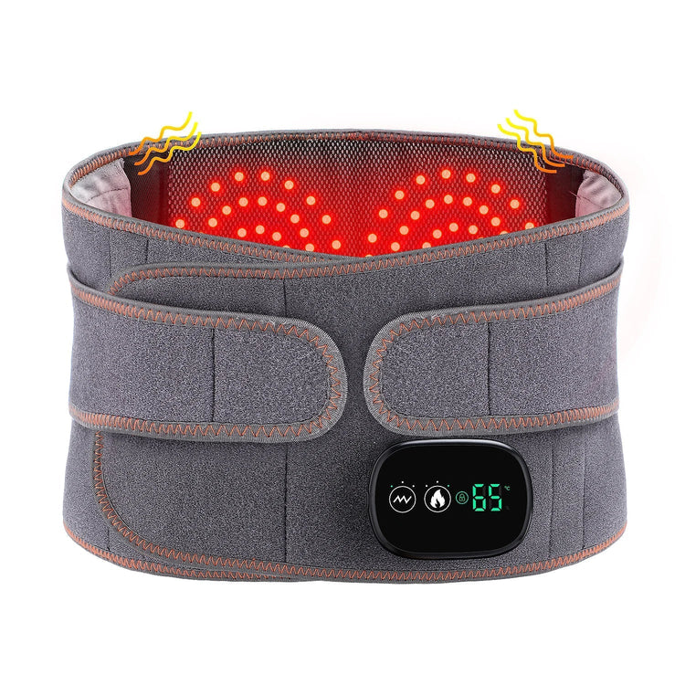 Heat Therapy Lumbar Brace Support Massager Waist Massager Back Belt Maroon Asteria