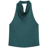 HXAO Top Women Halter Satin Women Tops Backless Corset Top Vest Yellow AliExpress