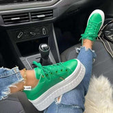 Chaussures femme plates décontractées avec plateforme, guide des tailles en cm, pouces, US et EU.
