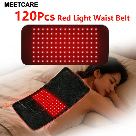 120pcs LED Red Infrared Light Therapy Pad 660nm 850nm Large Waist Belt for Body Muscle Pain Back Arm Knee Hands Feet Relief
