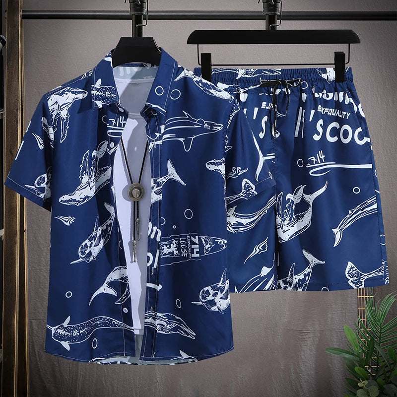 Shorts de plage pour hommes style vacance avec motif animal et taille élastique