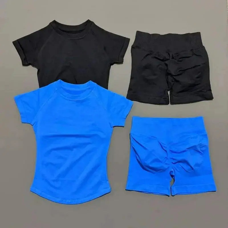 2 Pcs HISTELLO Impact Gym Sets Short Sleeve Seamless Yoga Clothing AliExpress