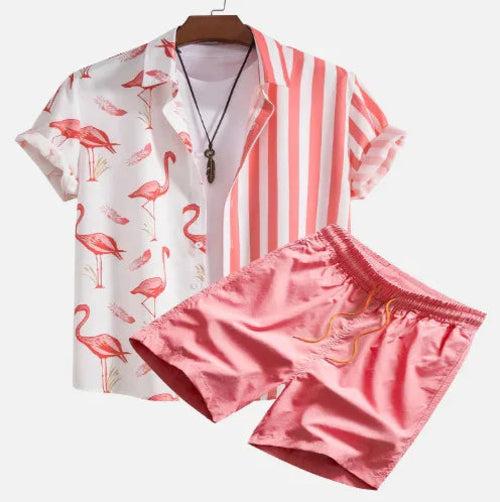 Relax mood men beach shorts set Raspberry Eurybia