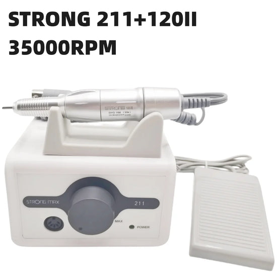65W Nail Drill Strong 211 Manicure Machine Pedicure Tool 45K STRONG 210 102L 120II H37L1 Marathon Handpiece Nail File Equipment