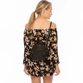 Small Black Leather Backpack Purse for Women Convertible Crossbody Bag Amethyst Mnemosyne