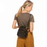 Small Black Leather Backpack Purse for Women Convertible Crossbody Bag Amethyst Mnemosyne