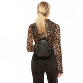 Small Black Leather Backpack Purse for Women Convertible Crossbody Bag Amethyst Mnemosyne