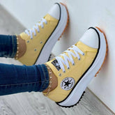 Flat Lace-Up Sneakers Pattern Canvas Shoes Casual  Sport Shoes Silver Juneberry