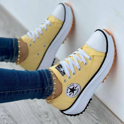 Flat Lace-Up Sneakers Pattern Canvas Shoes Casual  Sport Shoes Silver Juneberry