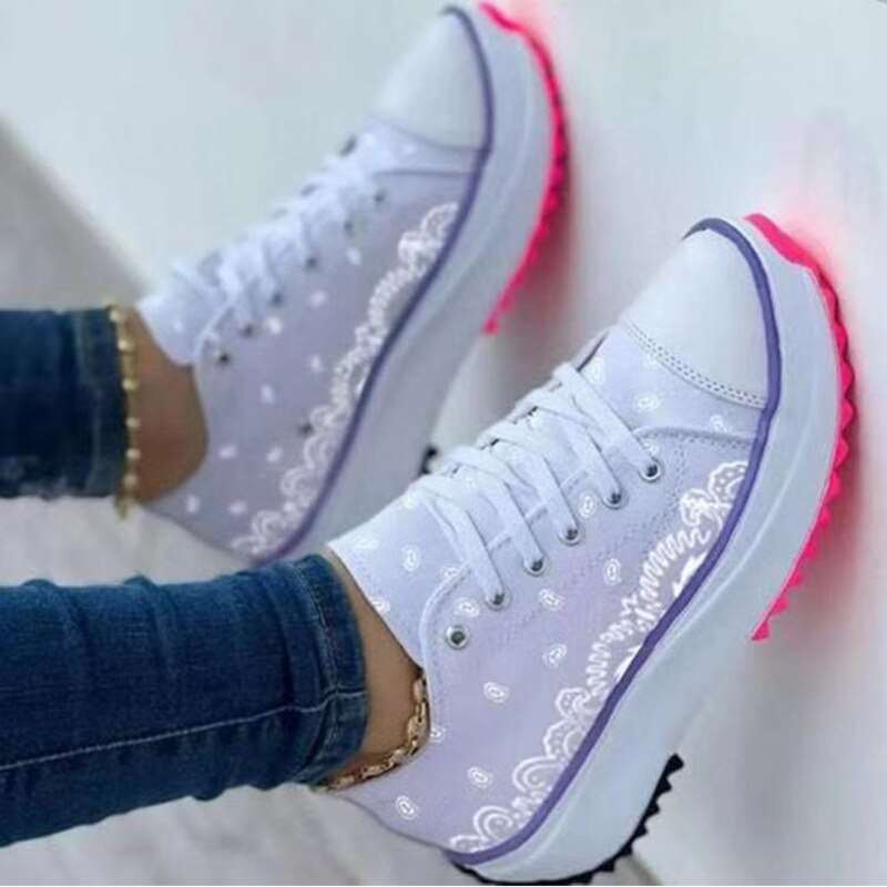 2022 Pattern Canvas Women Sneakers Casual Sport Shoes Coffee Jasper