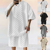 Ensemble décontracté oversize pour hommes avec short et t-shirt léger à col rond et poches