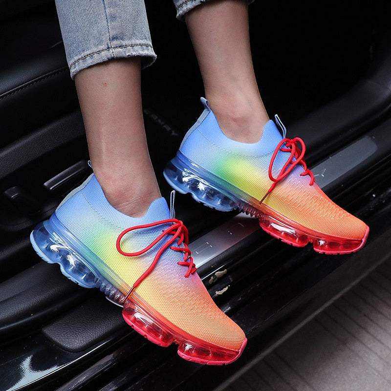 Mesh Cozy Running Sport Shoes Women Lace Up Sneakers Silver Juneberry
