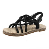 Braided Rope Sandals Raspberry Eurybia