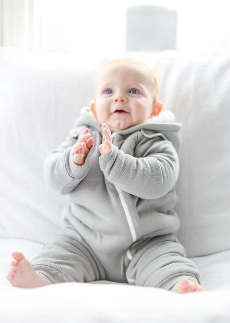 Smart Cuddly Jumpsuit + Bib - Gray Fuchsia Milo