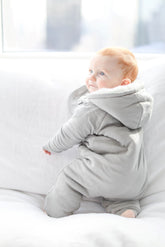 Smart Cuddly Jumpsuit + Bib - Gray Fuchsia Milo