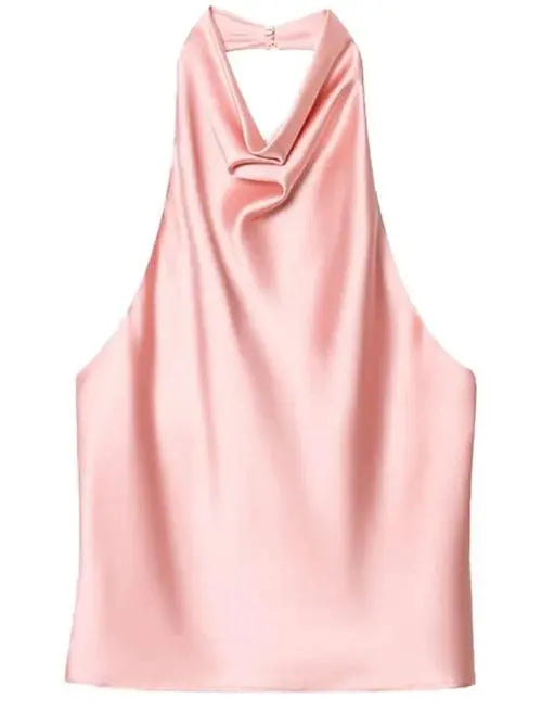 HXAO Top Women Halter Satin Women Tops Backless Corset Top Vest Yellow AliExpress