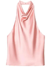 HXAO Top Women Halter Satin Women Tops Backless Corset Top Vest Yellow AliExpress