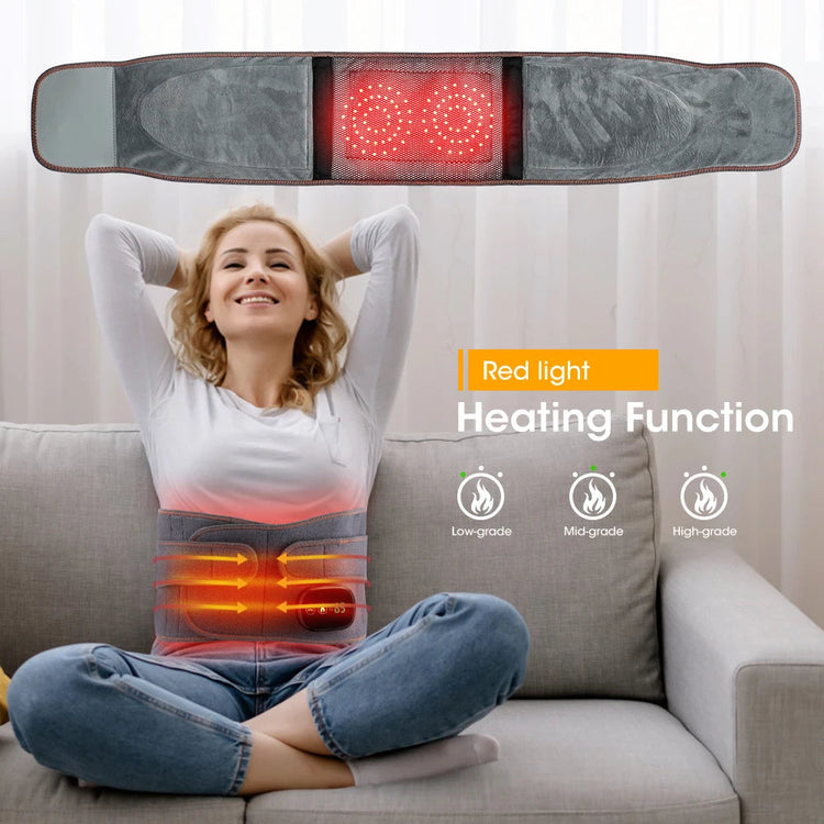 Heat Therapy Lumbar Brace Support Massager Waist Massager Back Belt Maroon Asteria