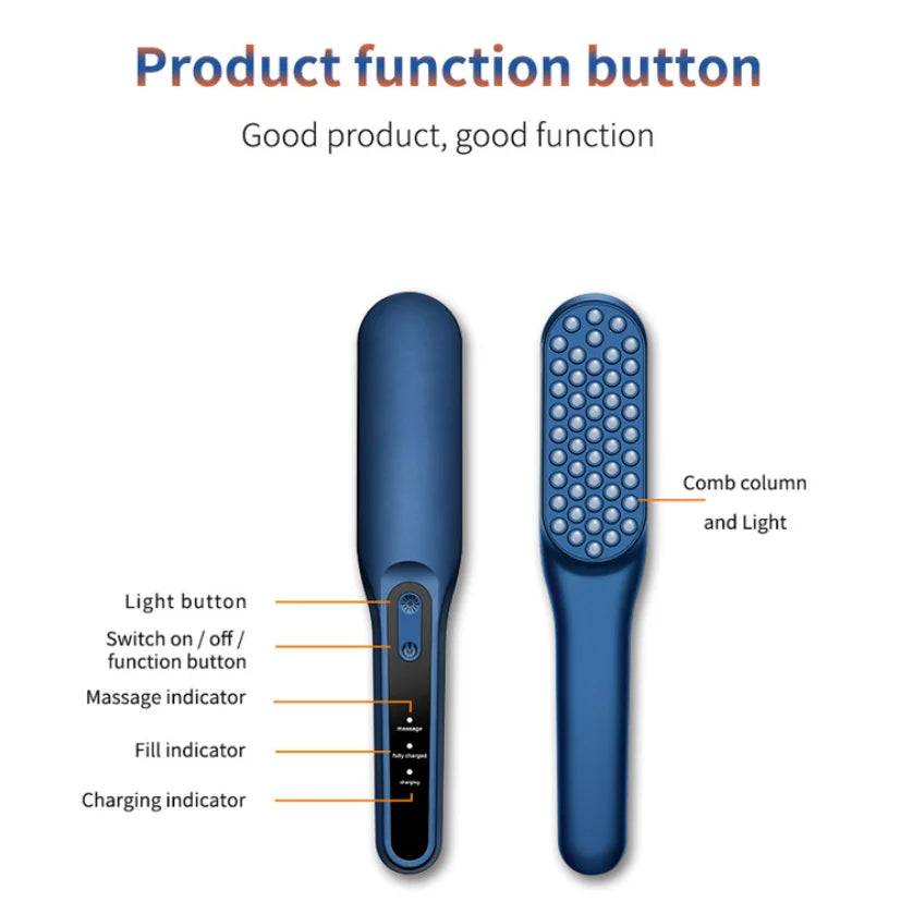 LED Light Red Phototherapy Massage Vibration Comb Electric Hair Growth Maroon Asteria