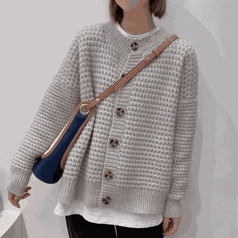 Womens Casual Button Down Knit Cardigan Yellow Pandora