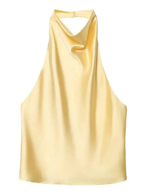 HXAO Top Women Halter Satin Women Tops Backless Corset Top Vest Yellow AliExpress