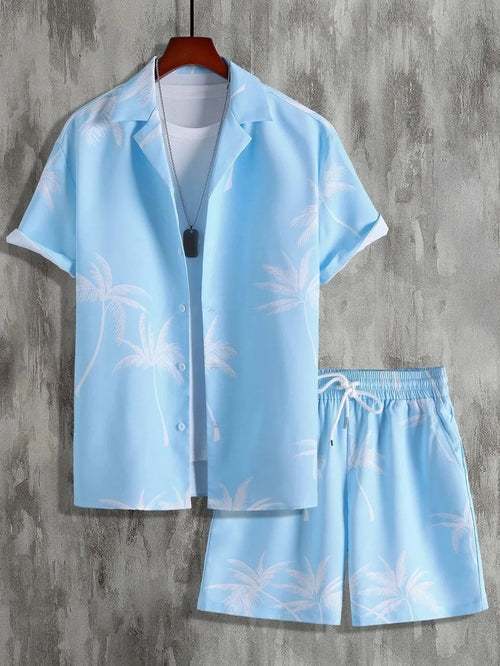 Vacation mood men beach shorts set Raspberry Eurybia