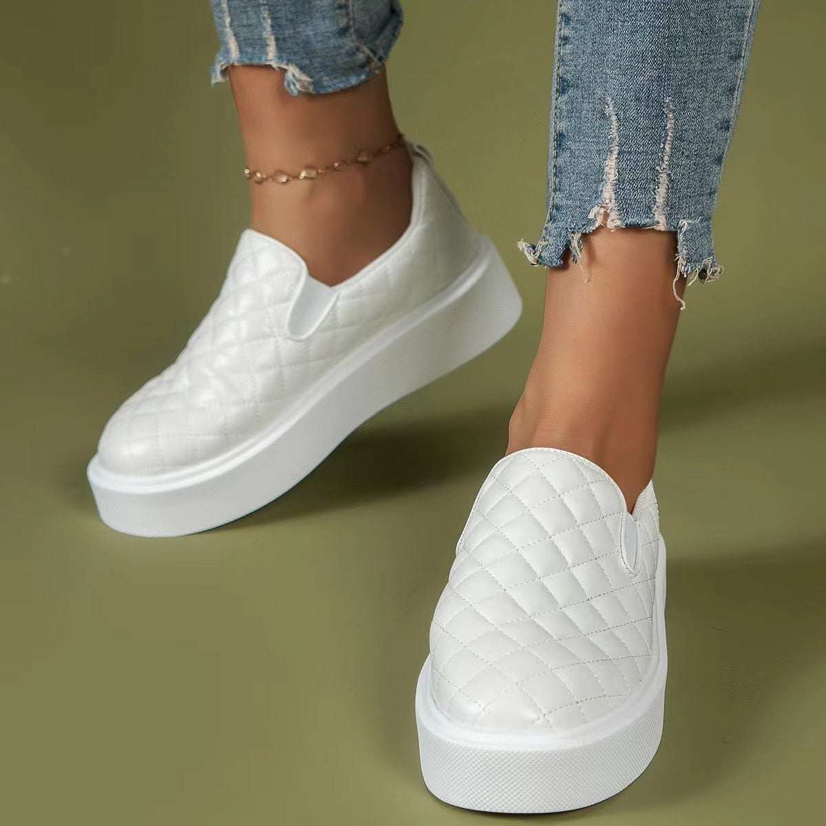 Slip-on Casual Platform Shoes Lightweight Flats Loafers Black/White – Sneakers Coffee Jasper