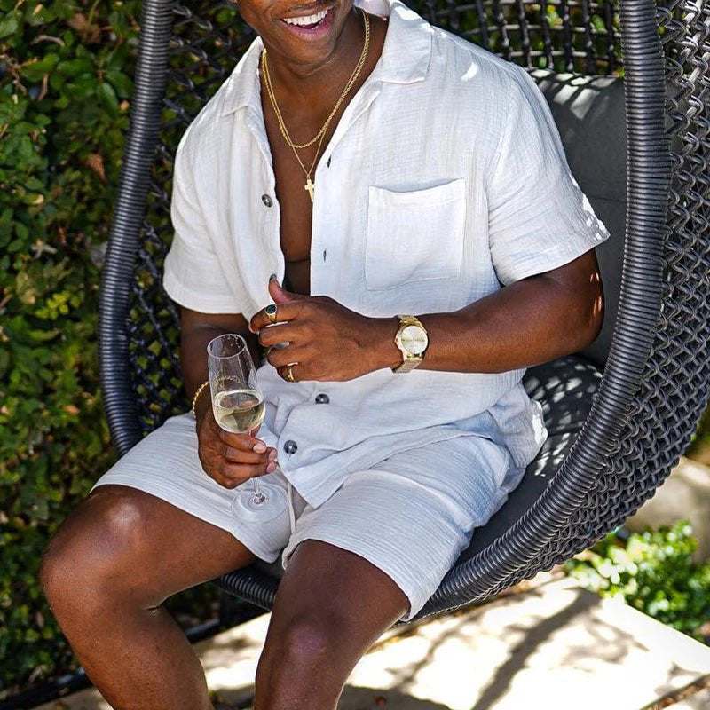Comfortable cool men beach shorts set Raspberry Eurybia