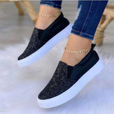 Moccasins Glitter Flat Female Loafers Shoes Rose Gold/Black/Gold Silver Juneberry