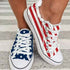 Star Striped Lace Up Sneakers Round Toe Casual Shoes Silver Juneberry