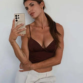 HXAO Woman Tops Corset Crop Top Women Sleeveless Black Brown Top With AliExpress