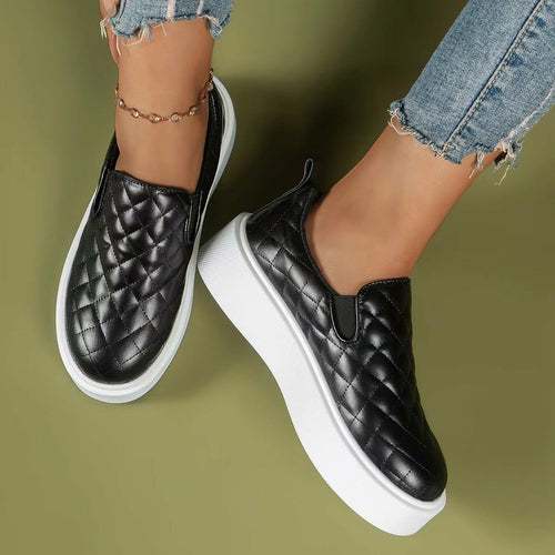 Slip-on Casual Platform Shoes Lightweight  Flats Loafers Black/White Coffee Jasper