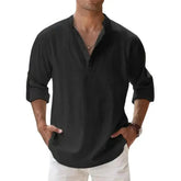Streetwear Men Lightweight Shirts Long Sleeve Henley Cotton Linen AliExpress