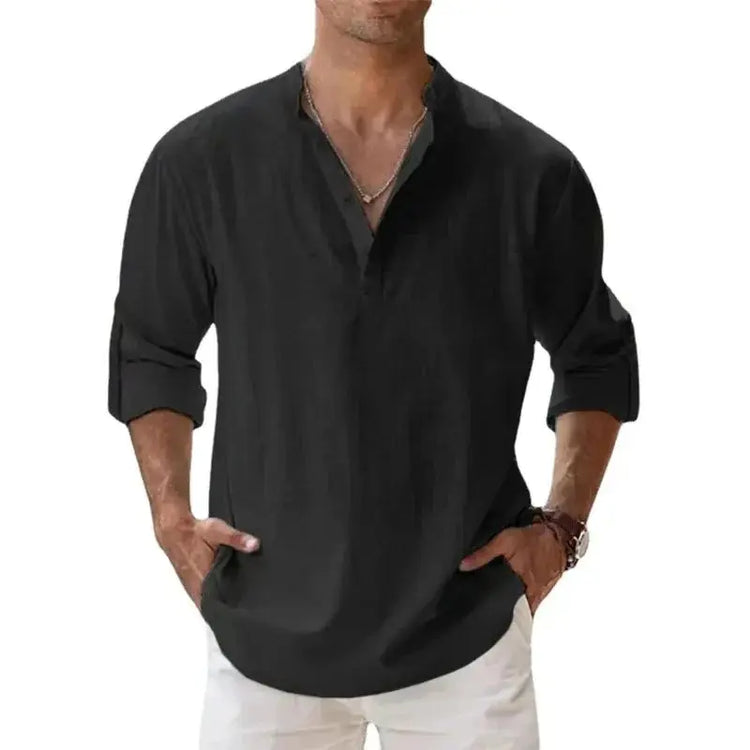 Streetwear Men Lightweight Shirts Long Sleeve Henley Cotton Linen AliExpress