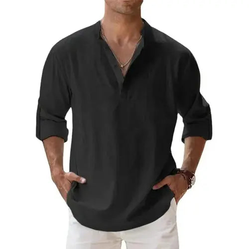 Streetwear Men Lightweight Shirts Long Sleeve Henley Cotton Linen AliExpress
