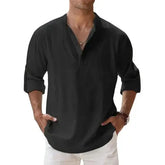 Streetwear Men Lightweight Shirts Long Sleeve Henley Cotton Linen AliExpress