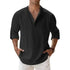 Streetwear Men Lightweight Shirts Long Sleeve Henley Cotton Linen AliExpress