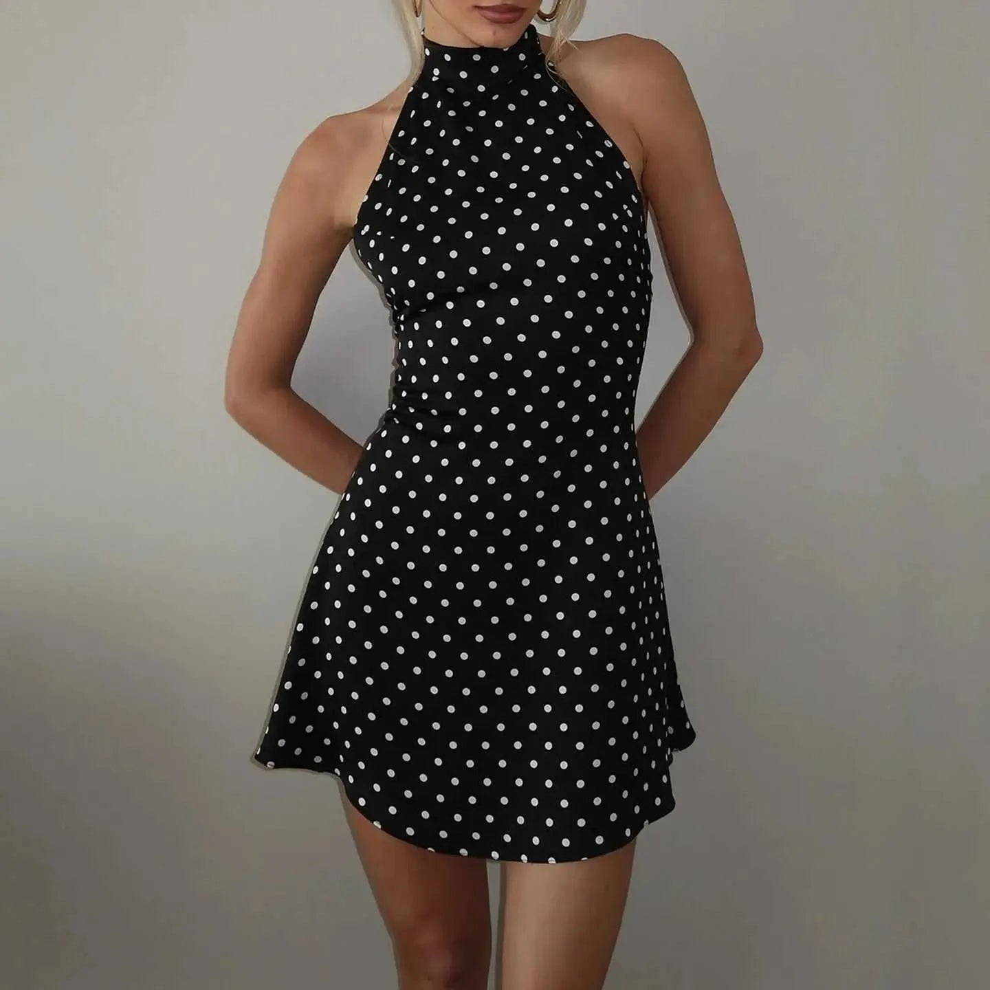 SUCHCUTE Sexy Polka Dot Print Halter Dress For Women Elegant Party AliExpress