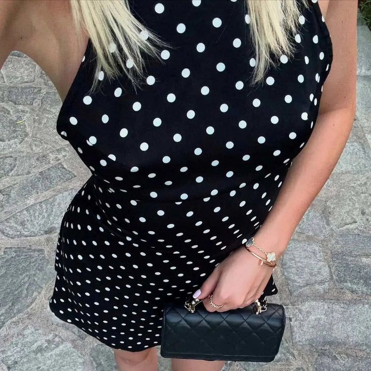 SUCHCUTE Sexy Polka Dot Print Halter Dress For Women Elegant Party AliExpress