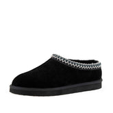 Chaussons femmes noirs en simili cuir avec doublure en fausse fourrure confortable