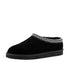 Chaussons femmes noirs en simili cuir avec doublure en fausse fourrure confortable