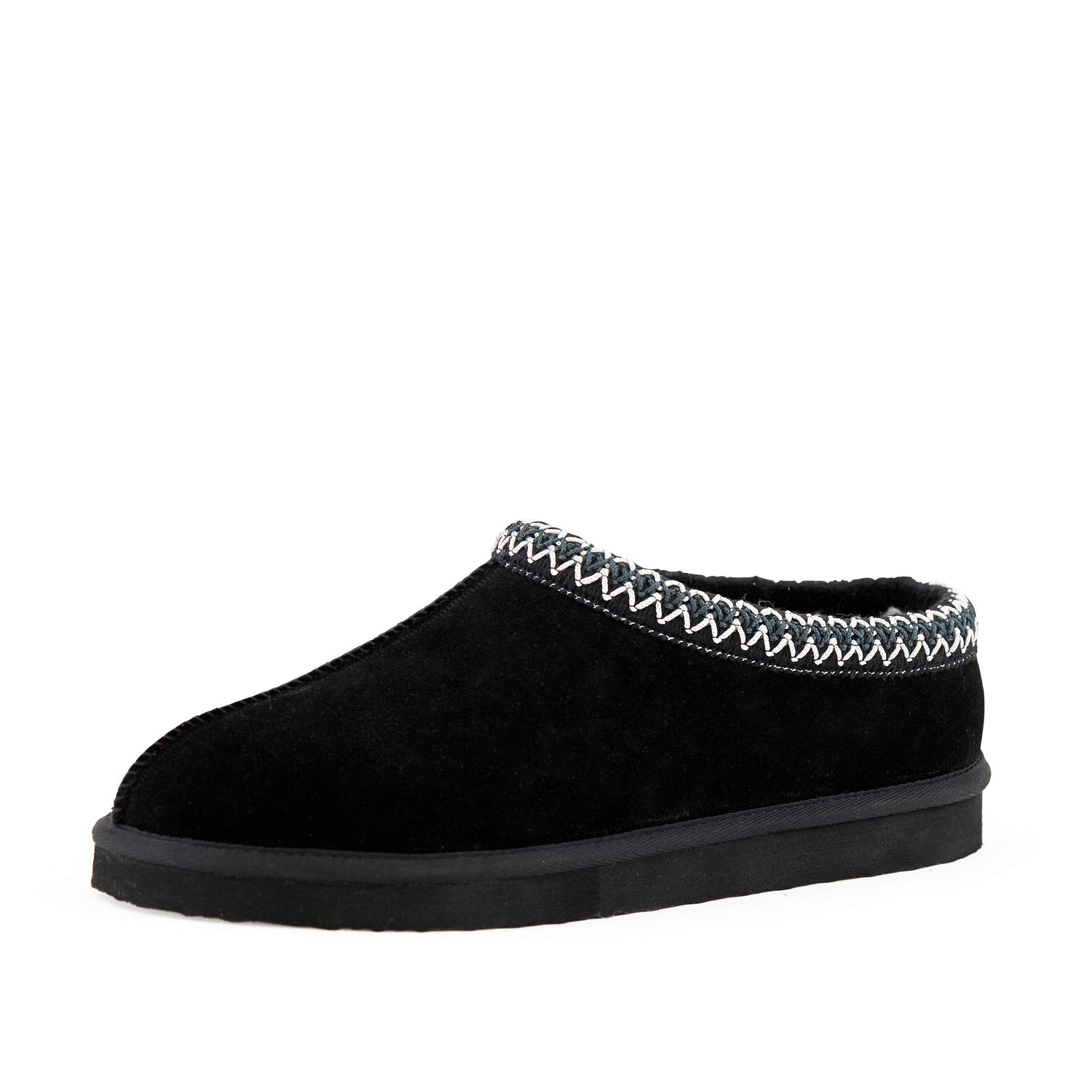 Chausson femme Slumber noir en simili cuir avec doublure en fausse fourrure confortable