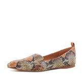 Chaussure plate pour femme effet peau de serpent orange style loafer