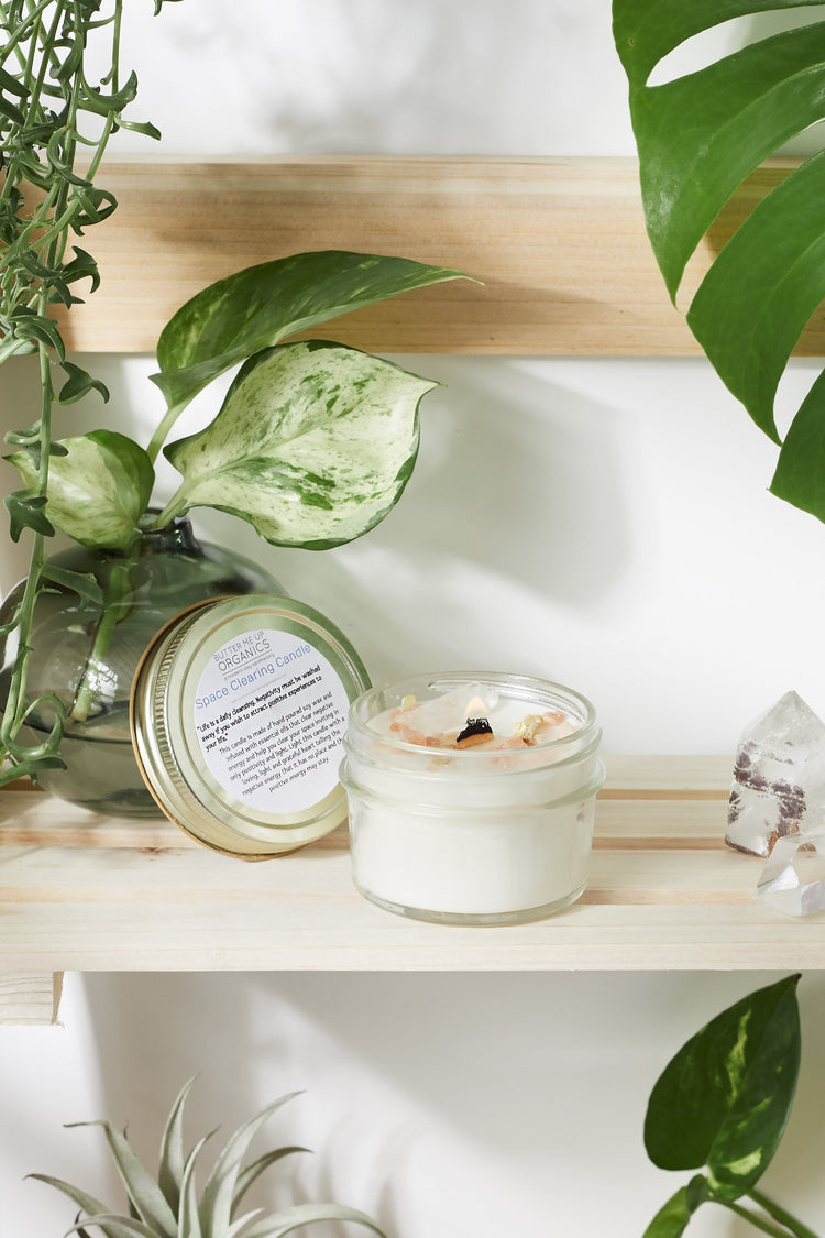 Space Clearing Candle/ Intention Candle / Organic Soy Candle / Candle White Smokey