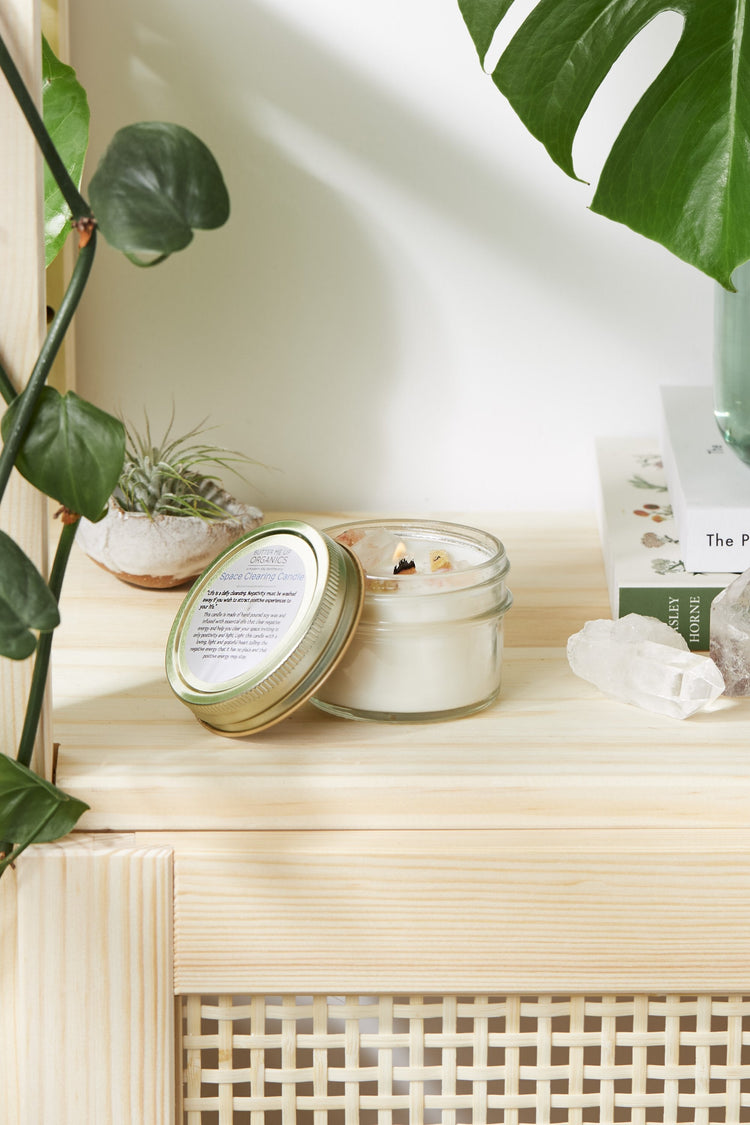 Space Clearing Candle/ Intention Candle / Organic Soy Candle / Candle White Smokey