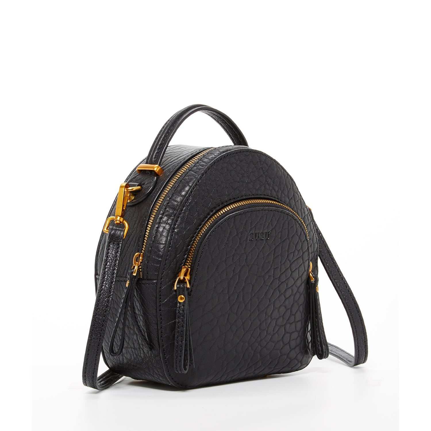 Small Black Leather Backpack Purse for Women Convertible Crossbody Bag Amethyst Mnemosyne