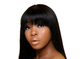 Straight Human Hair Wigs With Bangs Full Machine Made Brazilian Human Cerise Alfie