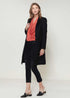 Veste femme en laine noire à ouverture avant avec col cranté et pièce longue zippable